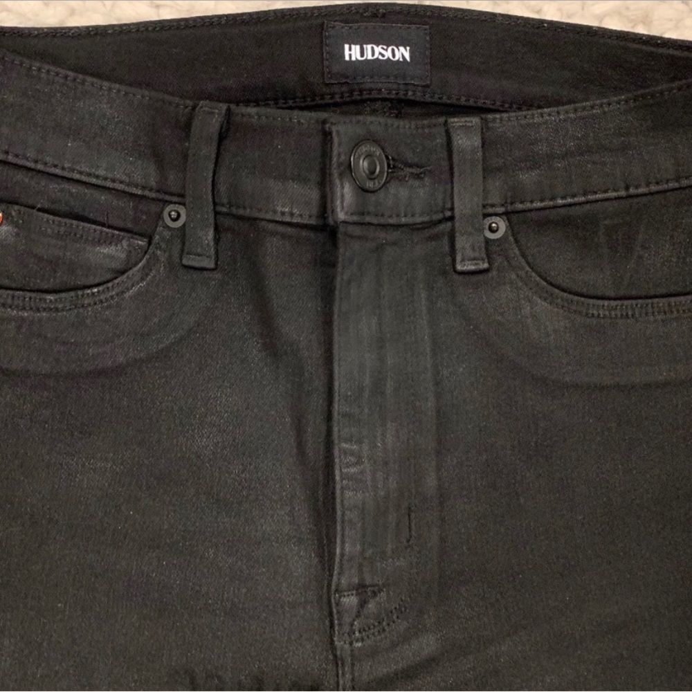 Hudson Womens Barbara High Waist Super Skinny Black Jeans - Picture 3 of 7